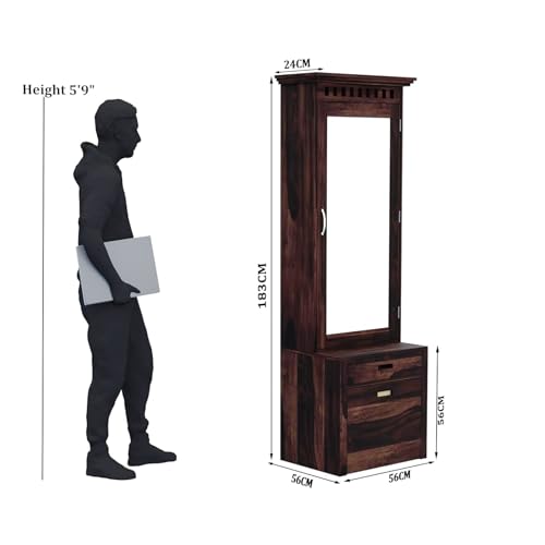 Image of Sheesham Solid Wood Dressing Table for Bedroom with Drawer (Walnut Finish)