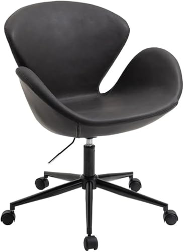 Image of Modern Swivel Lounge Chair with Hydraulic Lift for Home Office Hotel Cafe (Black-Black)