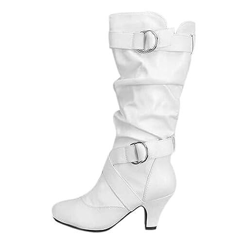 Ladmiple Fall Boots Women Knee High Wide Calf Cowboy Cowgirl Boots Lace Up Chunky Heel Fashion Western Victorian Boots