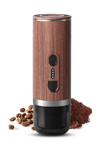 ポータブル電気エスプレッソコーヒーマシン コードレス加熱ミニコーヒーメーカー 3-IN-1コーヒーパウダー/Nカプセル/DGカプセルビン付き(Brown)