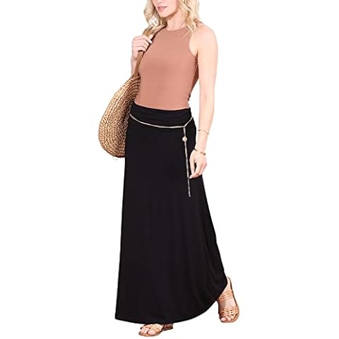 Popana Womens Long Maxi Skirt Casual Convertible Sundress Plus Size Made in USA Black 2X Cover