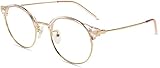 Firmoo Blue Light Filter Computer Glasses for Blocking UV Headache,Anti Glare, Anti UV, Anti Eyestrain,Round Metal Horn Rimmed Lightweight Pink Clear Glasses Frame for Women