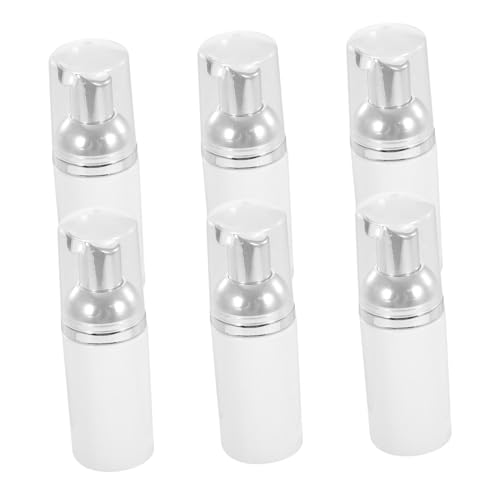 Beaupretty 6 piezas Botellas Espuma Plásticas Recargables con Bomba Plateada para Champú Gel Jabón Viaje Cosméticos