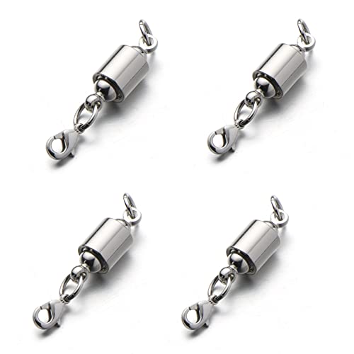 Zpsolution Screw Locking Magnetic Necklace Clasps Safety Magnetic Jewelry Clasps and Closures 6mm Silver