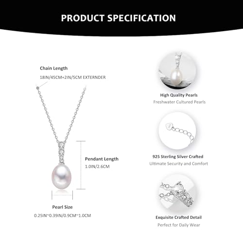 Juego de collar y aretes de perlas YAMI en plata 925 hipoalergénica contra irritaciones 6