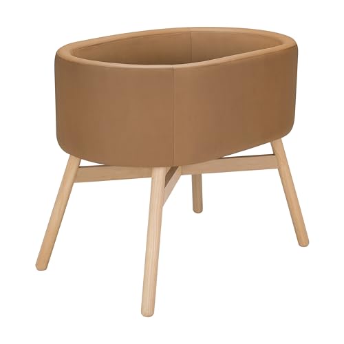 Image of babyletto x GATHRE Capsule Bassinet in Vegan Camel Leather, Wipeable & Water Resistant