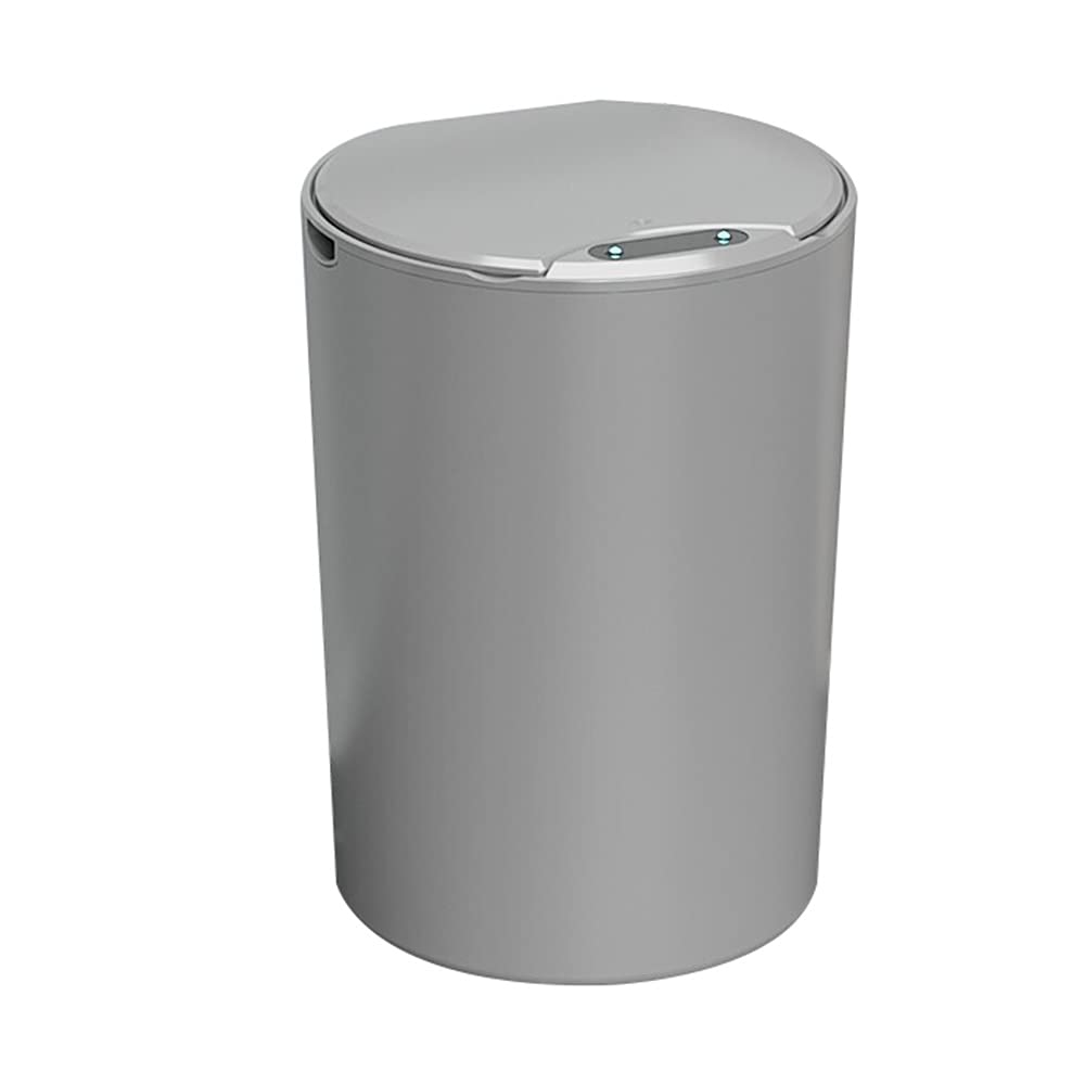 Smart Trash Can, Covered Induction Household Automatic Large-capacity Waste Paper Basket Sealed and Waterproof Design Bathroom Sanitary Bucket(Grey)