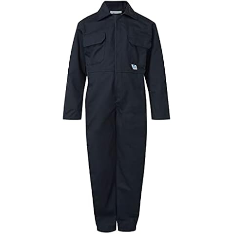 Kids Coverall Plain & Camo Poly Cotton Workwear All-in-One (13 Years, Navy Blue) Cover