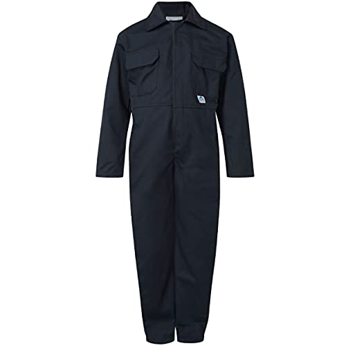 G5 APPAREL Kids Coverall Plain & Camo Poly Cotton Workwear All-in-One (13 Years, Navy Blue)