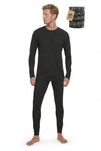 MERINNOVATION Merino Wool Base Layer Set for Men 100% Merino Wool Pajamas Set Thermal Sleep PJS Lite - Midweight Top Bottom