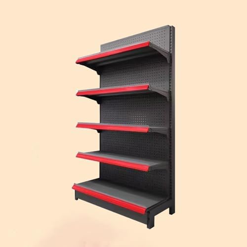 White 5-Shelf Retail Gondola Shelving - Single-Sided Supermarket Display Rack for Grocery, Liquor, Office Supplies - Versatile Convenience Store Storage (90x43x135cm)