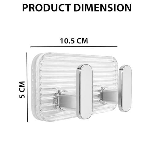 Image of SIGNAMIO 8 Hook Self Adhesive Wall Hooks for Wall Heavy Items, Adhesive Wall Hook, Wall Hooks for Hanging Clothes, Kitchen & Bathroom Accessories, Stick On Hooks for Wall Without Drill -Silver