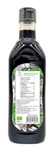 Soeos Organic Low Sodium Soy Sauce 16.2oz (480ml), USDA Organic, Naturally Brewed Soy Sauce, Soy Sauce Organic, Dark Soy Sauce, Pure Ingredients, Marinade for Meat & Vegetables., Black