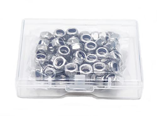 Smartsails 60 Fasteners 304 Stainless Steel Nylon Locking Skid Nuts M5X0.8Mm, Stainless Steel Hex Insert Self Locking Nuts #TOP4