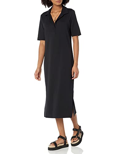 Amazon Aware Women's Organic Cotton Jersey Short-Sleeve Midi Polo Dress (Available In Plus Size), Black, Xx-Large #TOP3