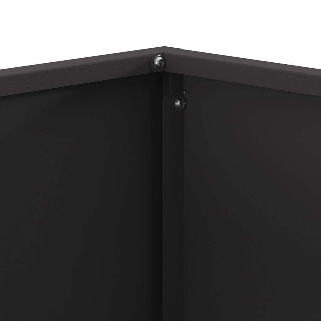 Quadratische Feuerstelle Schwarz aus Stahl 60 x 60 x 40 cm, 7,15 kg, tragbarer Outdoor Kamin Ofen für Terrasse Balkon, mit Brennraum und Flammschutz und 600 C