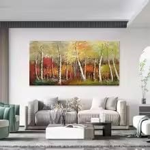 Tableau forêt de bouleaux bohème pour salon chaleureux 40x80cm