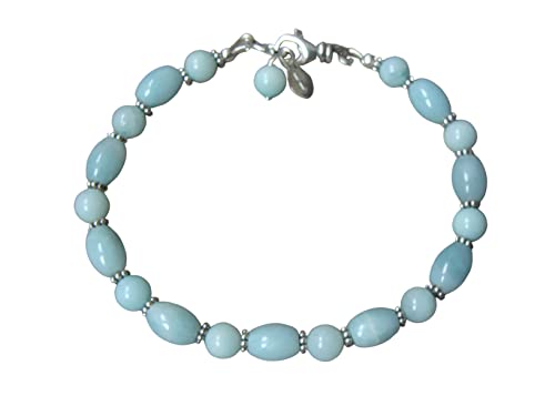Natural Amazonite Sterling Silver Bracelet (Handmade USA)
