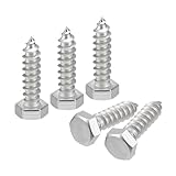 QUARKZMAN 25 Stück Sechskant-Holzschrauben, 5/16 x 1-1/4 304 Edelstahl Teilgewinde-Schrauben
