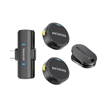 Microfone de Lapela Sem Fio Compátivel Iphone 15/16 e Android USB C Smartphone Tablet Mini Microfone Para Celular Microfone Clip-on Para Gravação Vídeo Podcast YouTube Live Streaming Premium