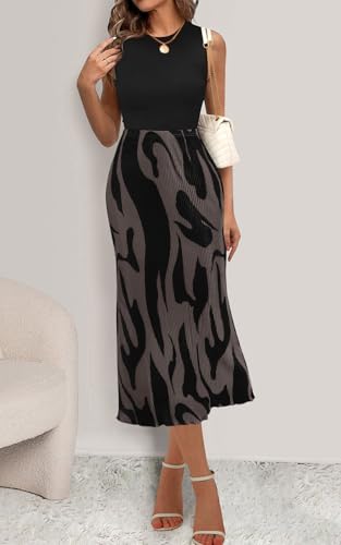 PRETTYGARDEN Women's 2025 Summer High Waist Graphic Print A Line Pleated Long Skirts for Women Trendy Plisse Midi Skirt4