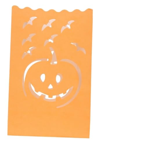 DIYEAH 20Pcs Halloween Pumpkin Paper Luminary Bags Hollow Candle Bags for Romantic Party Decorations for Outdoor Evening Events with LED Tealight Candles