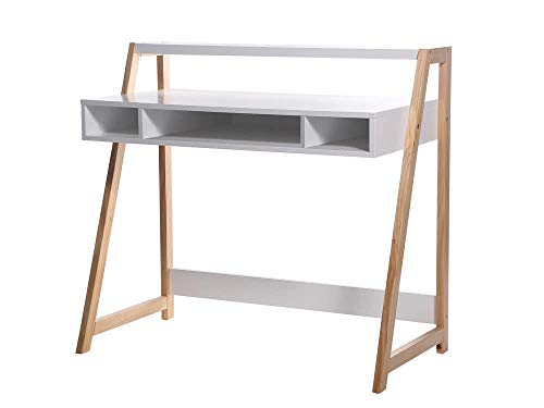 Alsapan Stan Escritorio, ingeniería Madera, Blanco y Pino, 100 x 50 x 92 cm