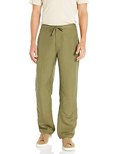 Cubavera Men's Drawstring Pant with Back Elastic Waistband Colors, Burnt Olive, Small x 32L