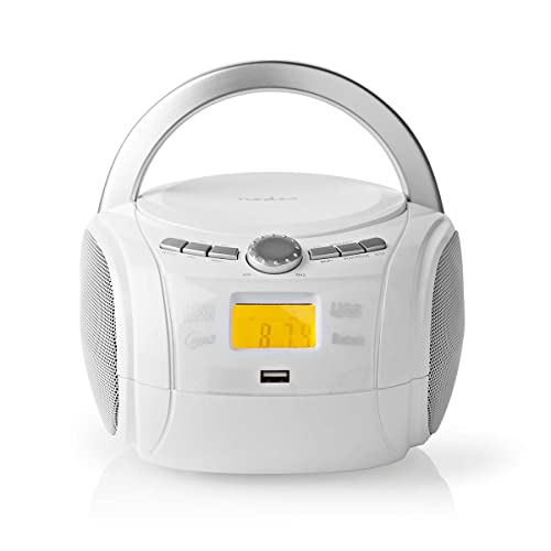 Nedis Boombox 9 W Bluetooth® Reproductor de CD/Radio F, Blanco