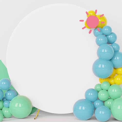 Fomcet 7.2FT Round Backdrop Cover White Wedding Arch Cover for Circle Balloon Arch Frame Arch Backdrop Cover Fabric for Wedding Birthday Party Baby Shower Decoration