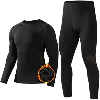 Runhit Mens Thermal Underwear Set: Fleece Lined Long Johns Base Layer Long Sleeve Thermal Shirts Pants Cold Weather