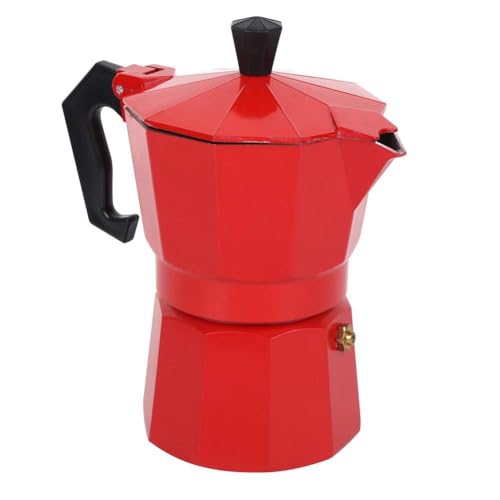 Image of Aluminium Espresso Coffee Maker, Moka Express 3 Cups Espresso Maker /Percolator /Stovetop /Filter Coffee Maker for Italian Mocha Coffee Moka Pot (130 ML, Red)