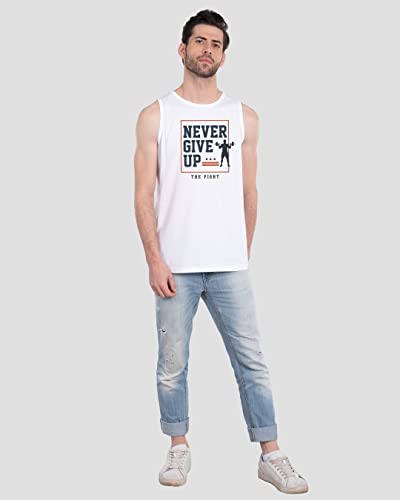Image of Bewakoof Men's Typography 100% Cotton Vest - Regular Fit, Round Neck, Sleeveless