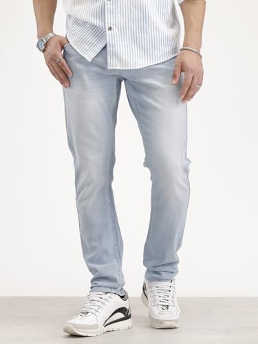 Image of WROGN Men's Cotton Stretch Jeans | Solid | Slim Fit | Mid Rise