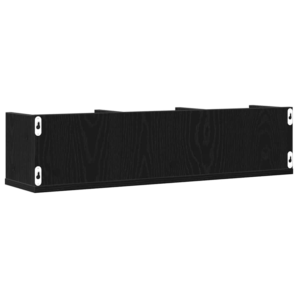 vidaXL Estante de Pared con Estante Roble Negro 75 x 18 x 18 cm, Estante Moderno, Montado en Pared, Almacenamiento Rectangular, Ahorra Espacio, Organizador Abierto