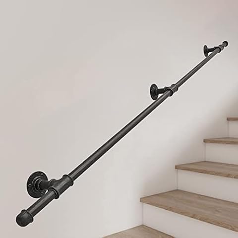 ADVAP 1ft-20ft Handrail for Stairs, Black Metal Wrought Iron Staircases Railing for Indoor Outdoor Steps, Corridor Anti-Skid Safety Grab Bar for Disabled Elderly Kids (Size : 1ft/0.3m) Cover