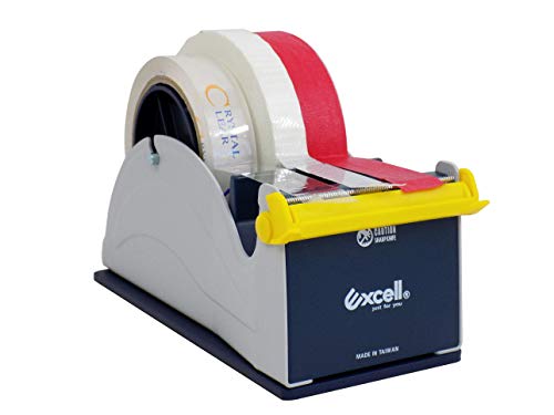 WOD TTD3SD Tabletop Multi-Roll Steel Desktop Tape Dispenser, Blue & Gray - Fits Tape up to 3 inch Wide, Holds 3 inch core, Weighted Rubber Base for Stability (Pack of 6)