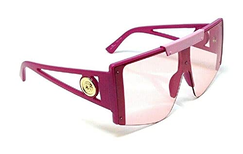 Dweebzilla Luxury Oversized Flat Top Semi Rimless One Piece Shield Lens Aviator Sunglasses