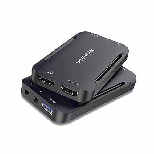 LENTION USB 3.0 HDMI Video Capture Card,1080p60 HD Video Streaming and Game Capturing, HDMI Passthrough, Work with OBS, Xbox, PS4, Switch for Live Broadcast, Gaming, and Recording(V90,Black)
