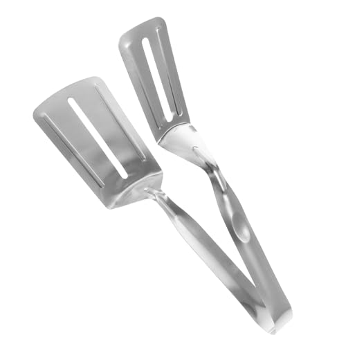 Cabilock Edelstahl Spatel Zange Multifunktional zum Wenden von Steak Fisch Pizza Antihaft Kochutensil mit Hitzeschutzgriff für Küche Restaurant und Zuhause