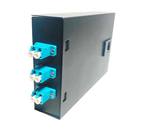 Fiber Optic Wall Mount Box with LC Couplers for Single Mode & Multimode Fiber Optic Cable. | Fiber Box Enclosure for MPOE’s, Network Rooms, and IDF Rooms. (LC 6 Strand OM3)