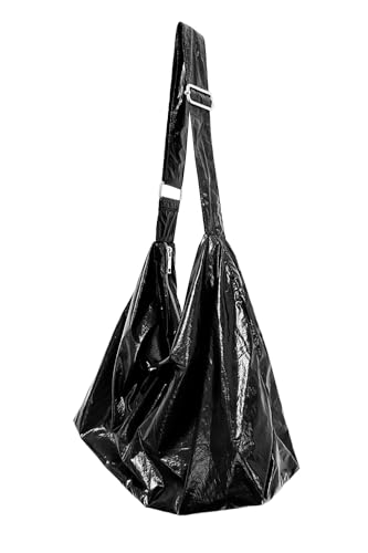 Ulisty Women Oversize Lightweight Hobo Bag Imitation Tinfoil Design Crossbody Bag Shoulder Bag Daily Purse