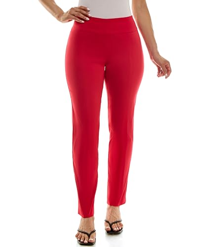Zac & Rachel Women's Millennium Fabric - Slim Leg Pull-On Pant, Lipstick Red, 6