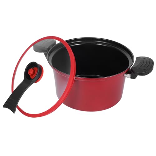 Garneck Olla de Presión Multifuncional Olla para Sopa y Guisos Micro Presión para Cocina de Gas Inducción Antiadherente Roja