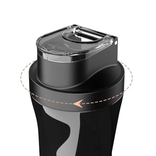 Image of Portable Blender Electric Juicers Fruit Mixers USB Rechargeable Smoothie Mini Personal Juicer 6 Blades 3Gears With Oil Strainer Pot Grease Can Scalding Handheld, Lid for Cooking (Black)