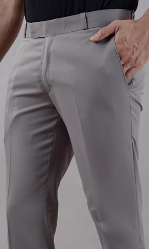 Image of VILLAIN Solid Mid-Rise Stretchable Men's Formal Trousers