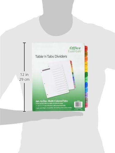 Office Essentials 11679 Table 'n Tabs Dividers, 12-Tab, Letter