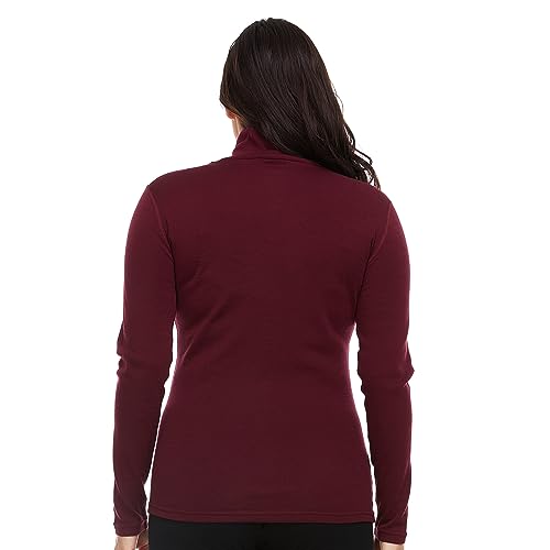 Image of 100% Merino Wool Womens Long Sleeve Midweight Turtleneck - Warm Sweater - Fold-Over Turtleneck