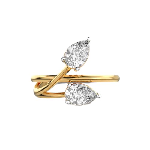 Bague tulipe en argent 925 solitaire poire moissanite pour cocktail