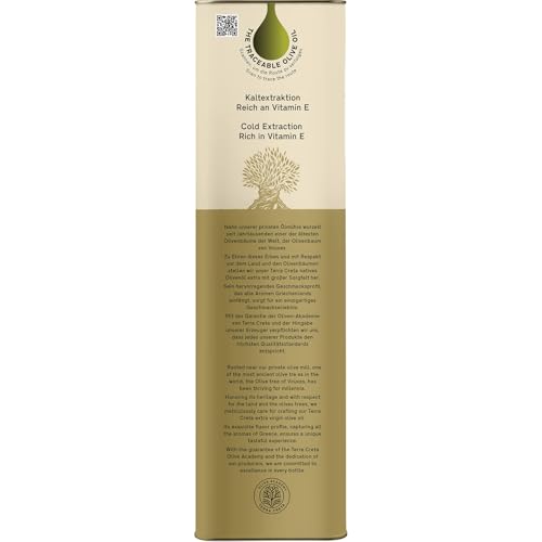 Terra Creta | Certified PDO ORGANIC Extra Virgin Olive Oil 5Ltr | Award Winning | Single Origin & Single Estate Kolymvari | 100% Pure Greek Olive Oil | Cold Extracted | Certified Kosher